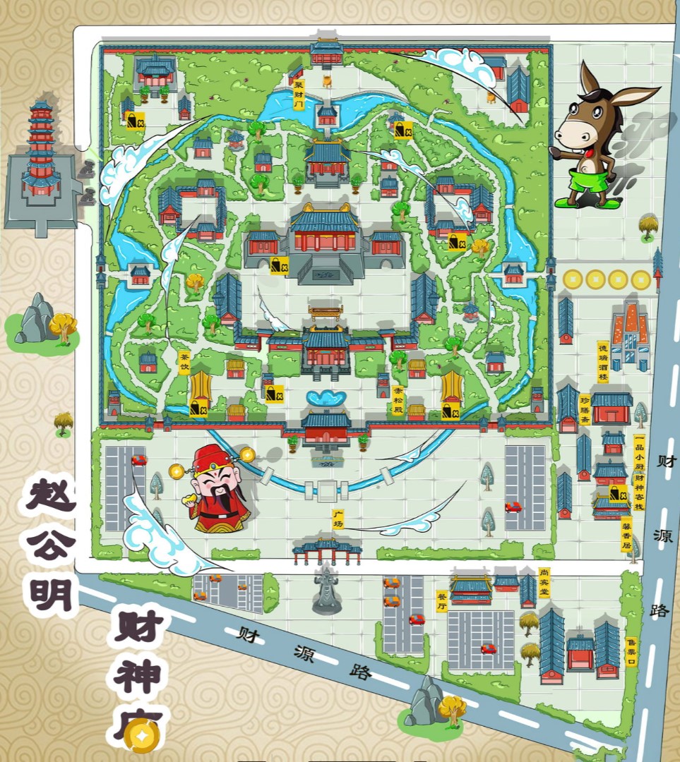 平桂寺庙类手绘地图